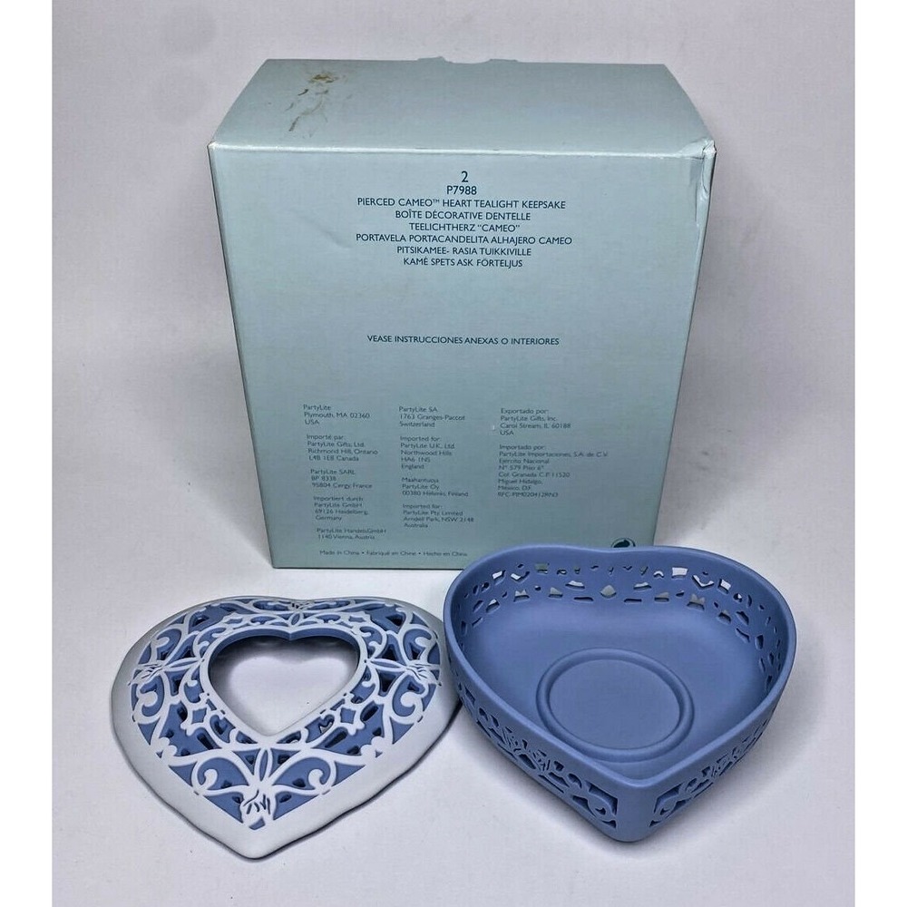 PartyLite Pierced Cameo Heart Tealight Keepsake Retired NIB P16F/P7988 - Picture 2 of 2